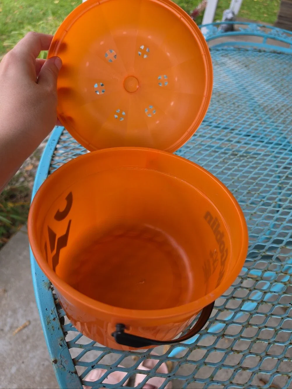 McDonalds 1986 Halloween McGoblin Orange Pumpkin Bucket Pail with Lid & Bail EUC